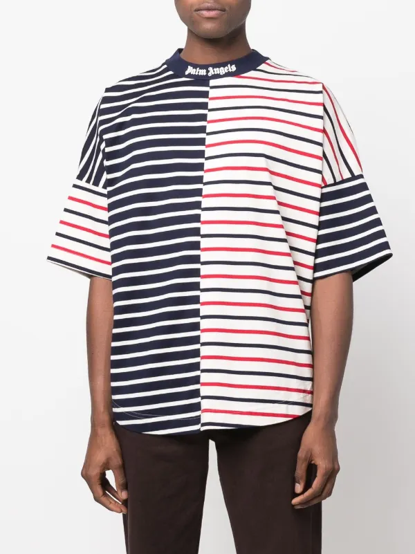 Palm Angels Striped logo-print T-shirt 