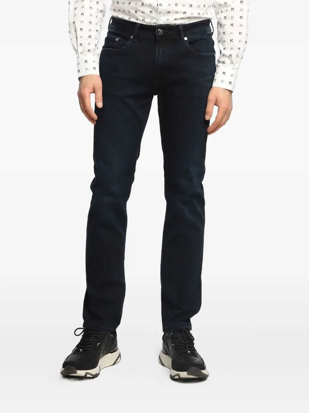 Karl Lagerfeld Jeans con placca logo - Blu