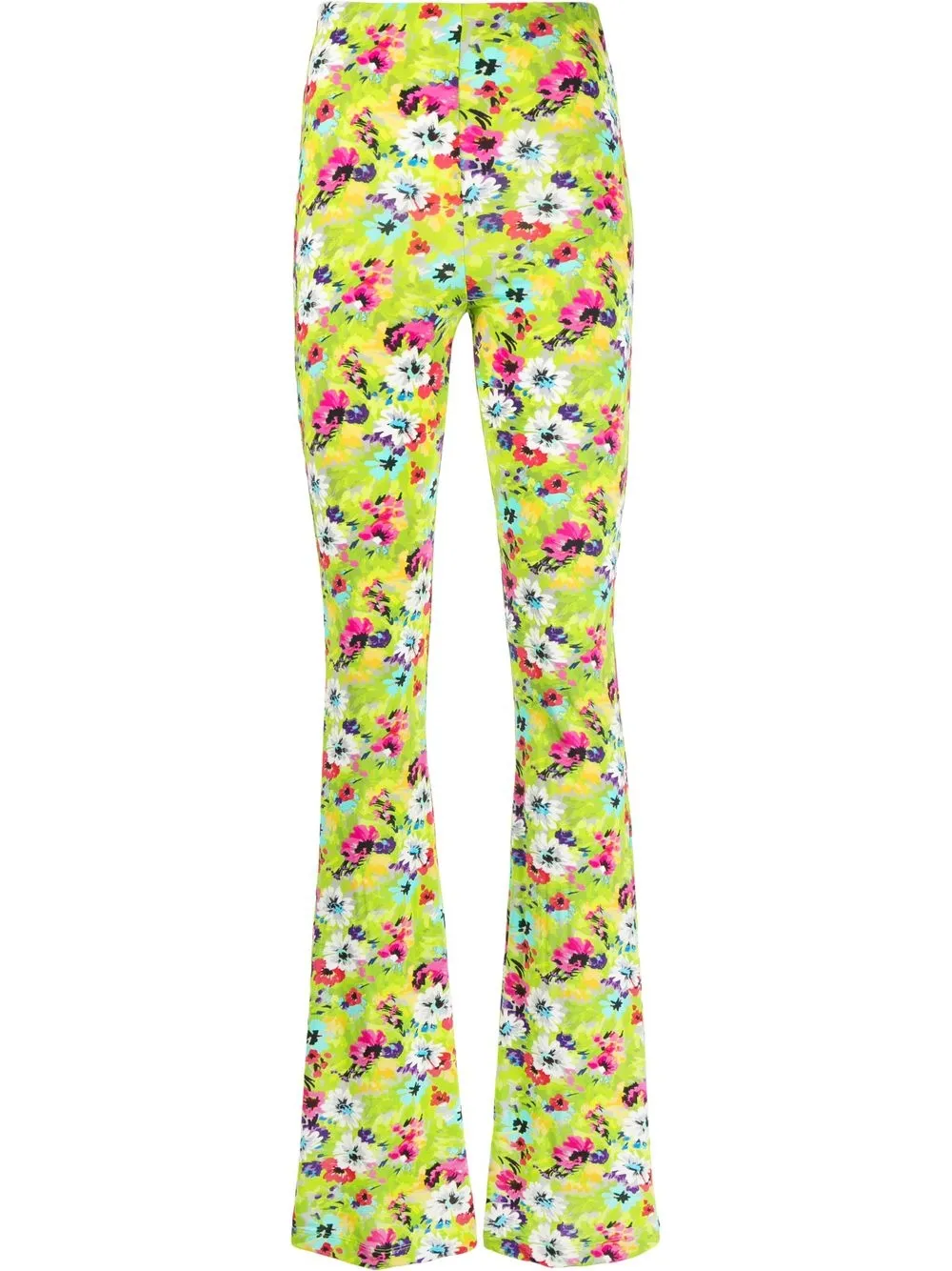 

MSGM pantalones de tiro alto con estampado floral - Verde