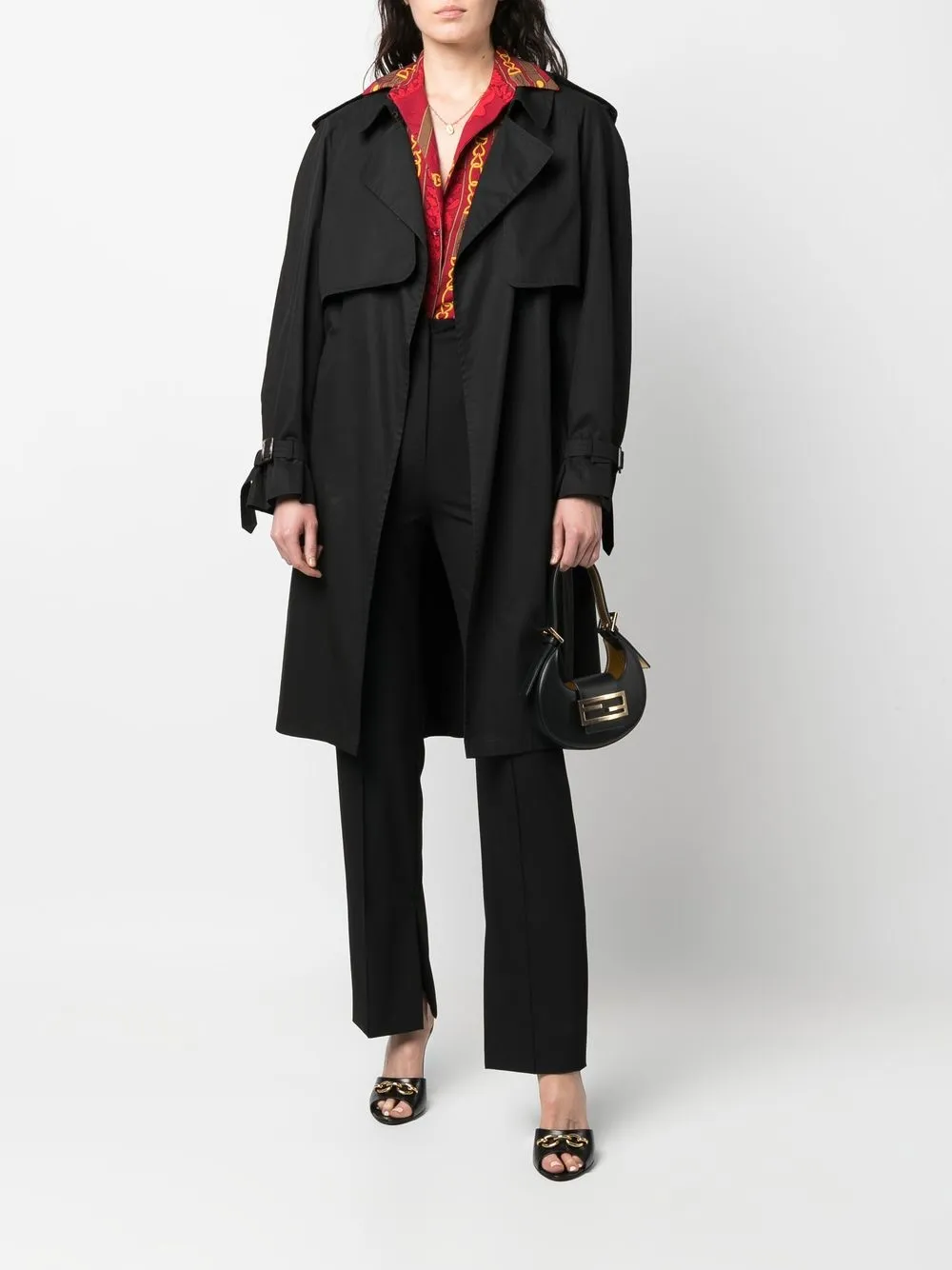 Hermès 2003s pre-owned trenchcoat met ceintuur - Zwart