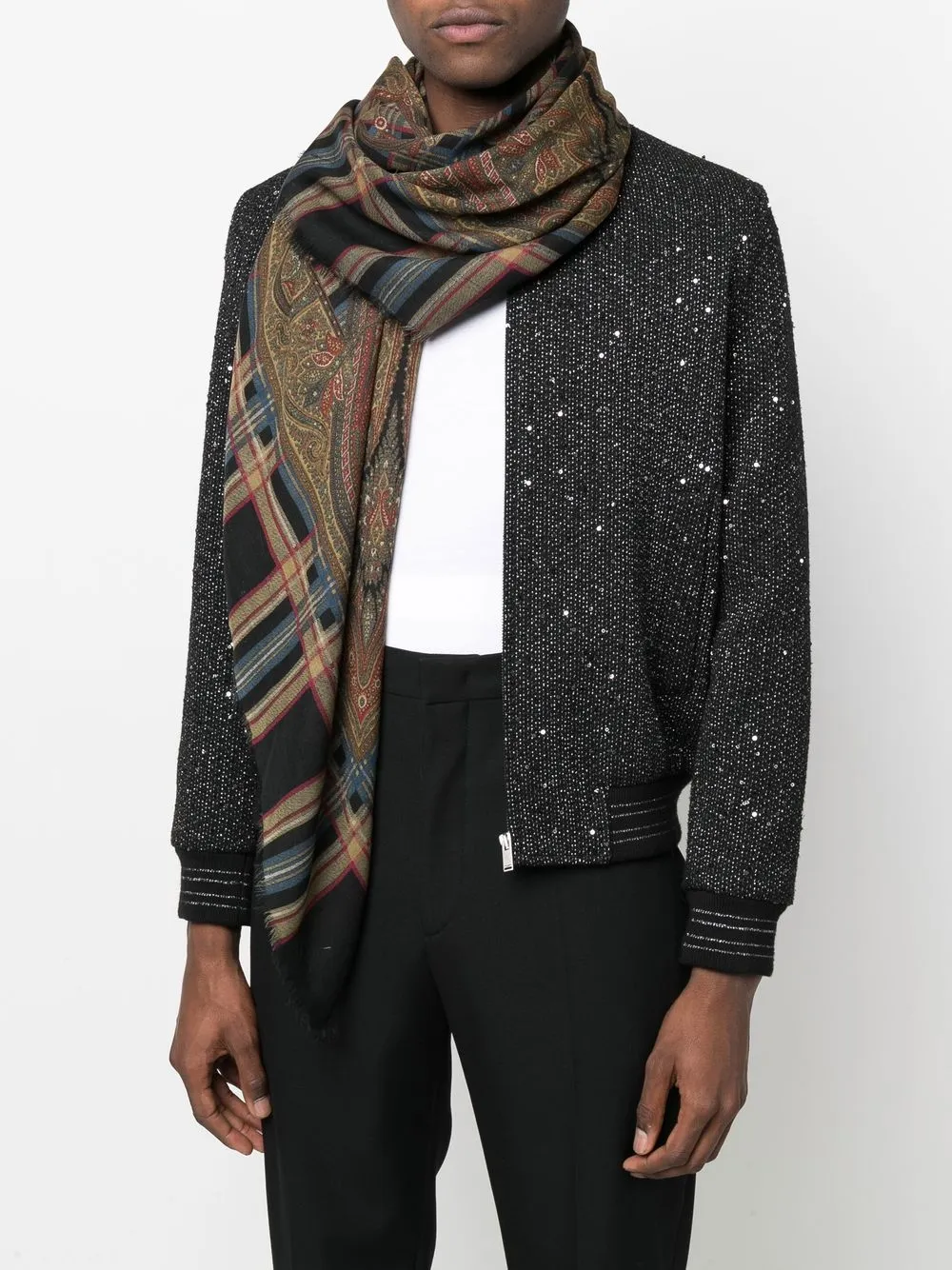 Saint Laurent Pre-Owned 1970s check paisley-print scarf | Women | Image 2