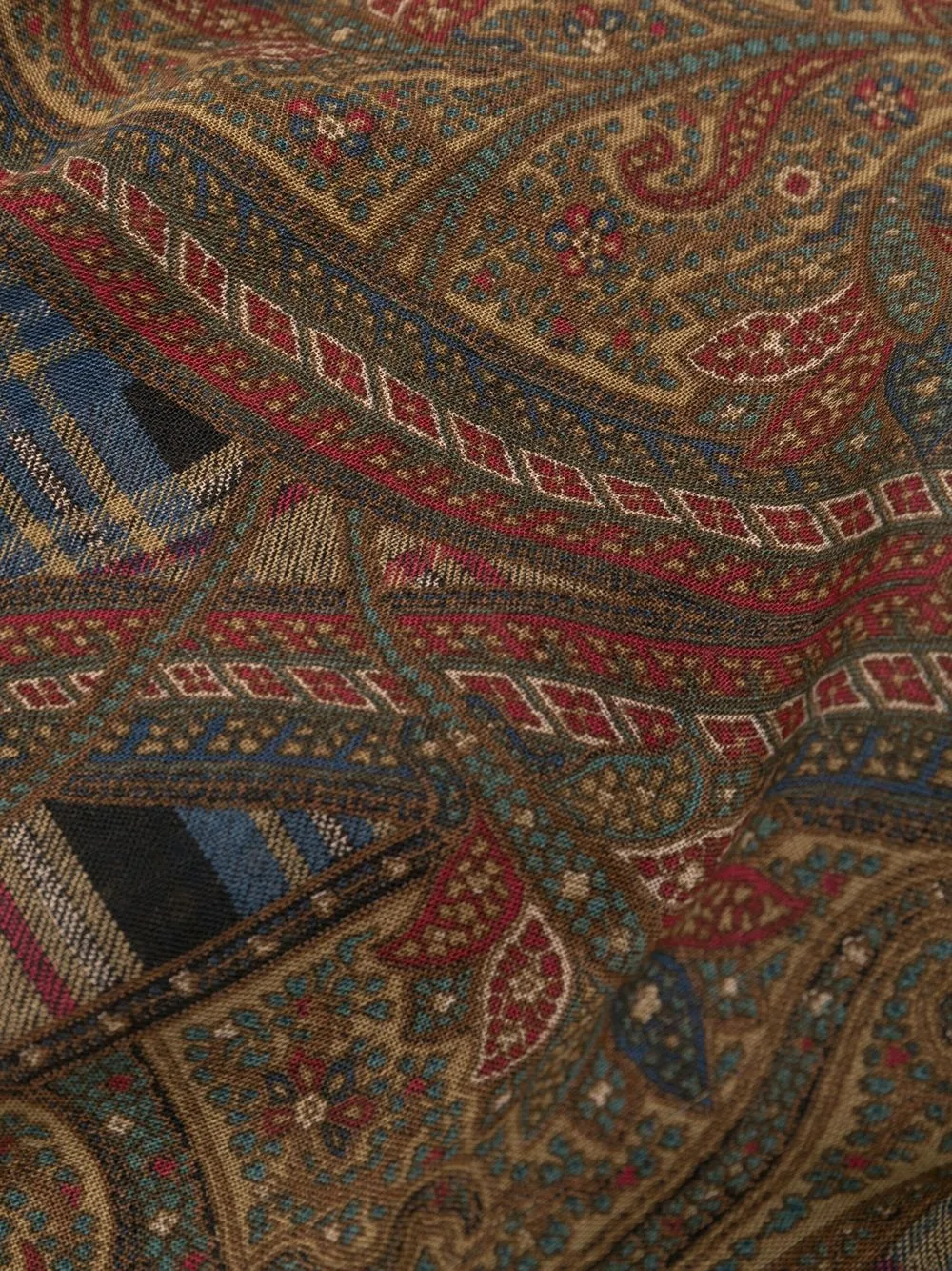 Pre-owned Saint Laurent 1970s Check Paisley-print Scarf In Brown