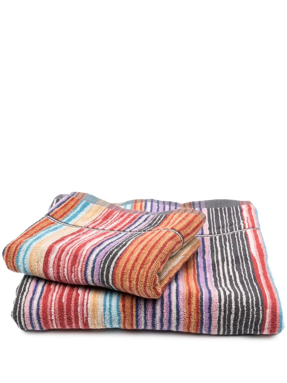 

Missoni Home pack de dos toallas con rayas estampadas - Naranja