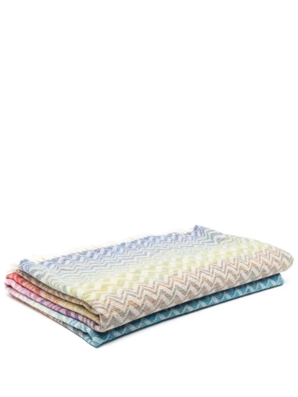 Shop Missoni Zigzag-pattern Fringed Throw