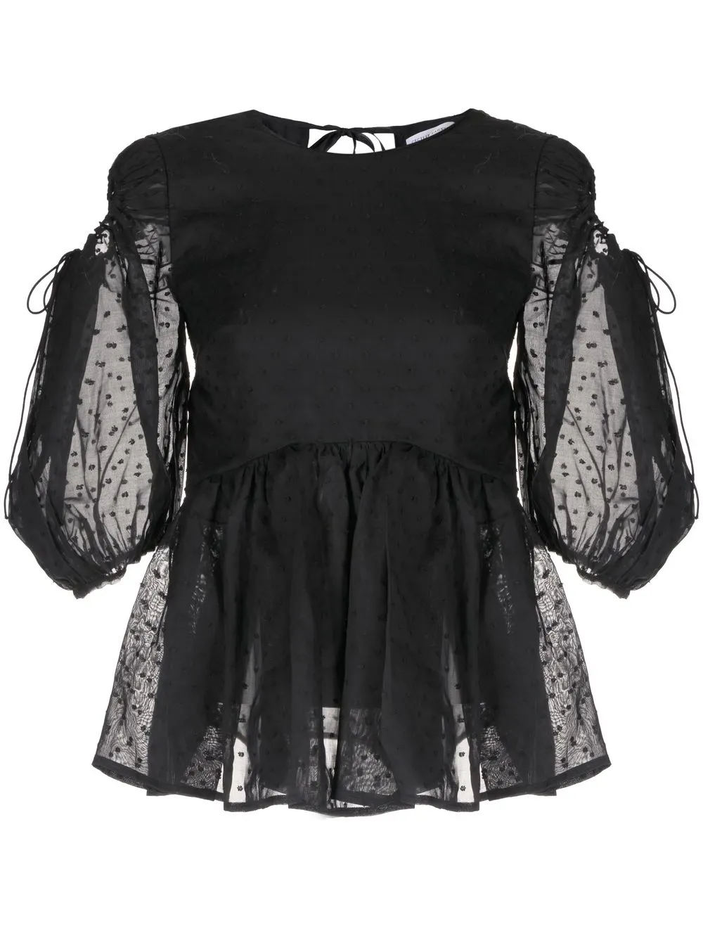 

Cecilie Bahnsen blusa acampanada de manga transparente - Negro