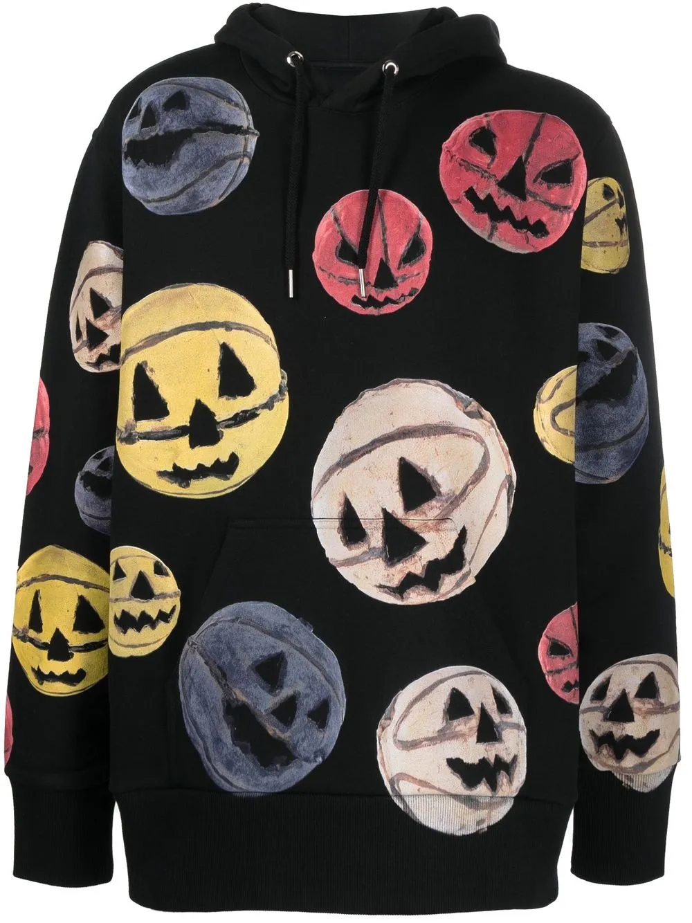 pumpkin-print cotton hoodie