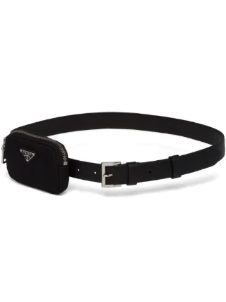 PRADA プラダ　ベルト　ロゴ入り　バックル　シルバー金具　ブラック　レザー ✨極美品✨プラダ ガチャベルト ロゴバックル シルバー金具