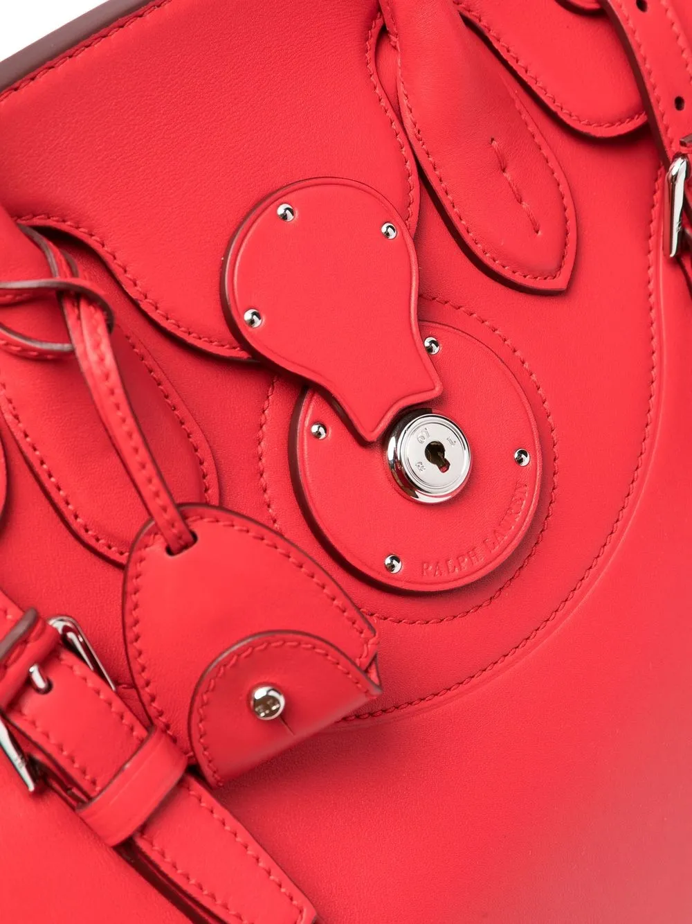 Ralph Lauren Collection Buckle-fastening Panelled Tote Bag in Red, view 5
