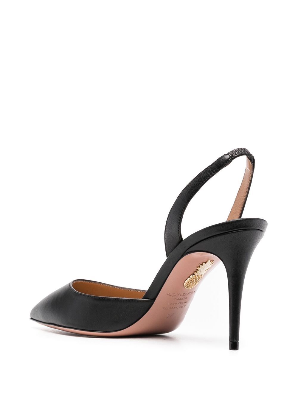 Shop Aquazzura Pointed-toe 90mm Slingback Sandals In Black