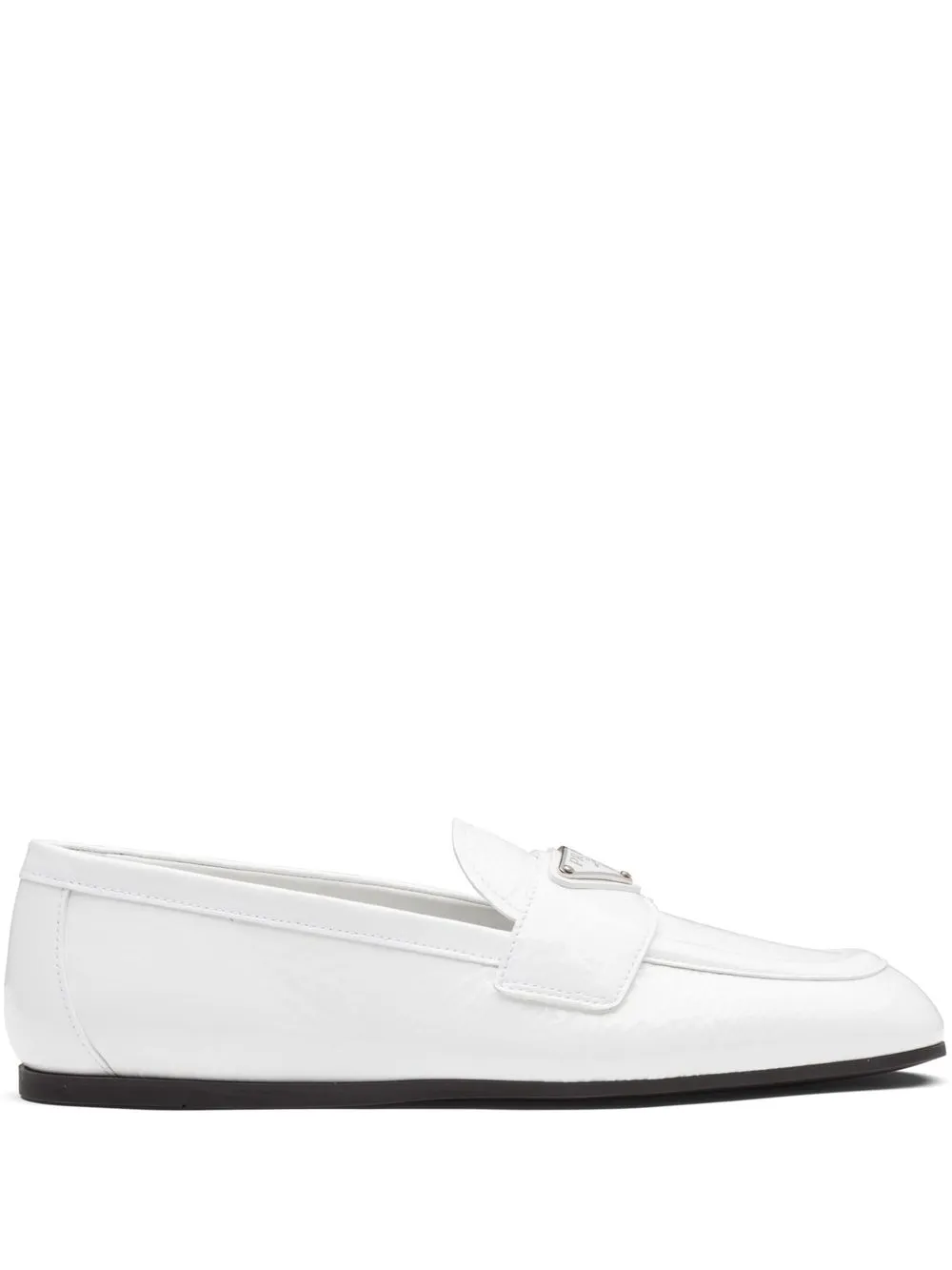 

Prada logo-plaque leather loafers - White