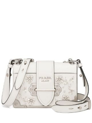 Prada White Leather Cahier Bag
