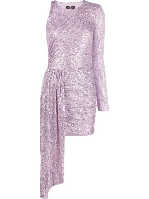 Elisabetta Franchi vestido asimétrico bordado con lentejuelas