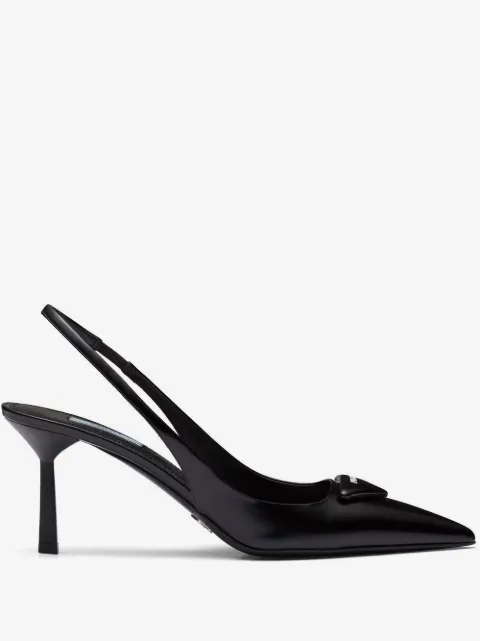 Prada logo-plaque slingback pumps