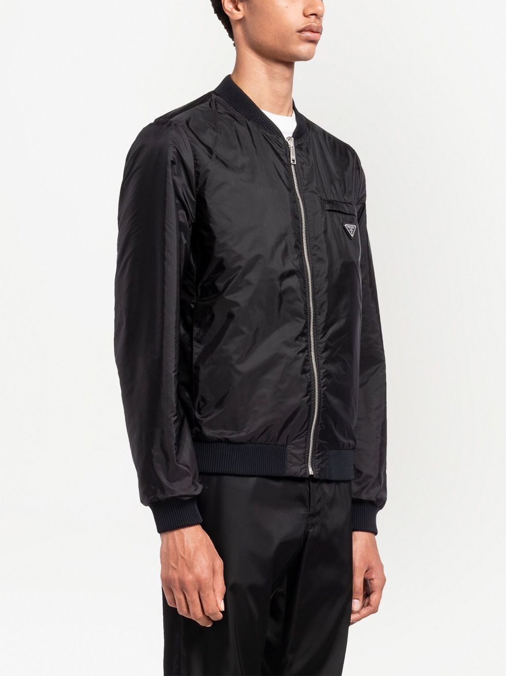 Shop Prada Reversible Bomber Jacket In Black