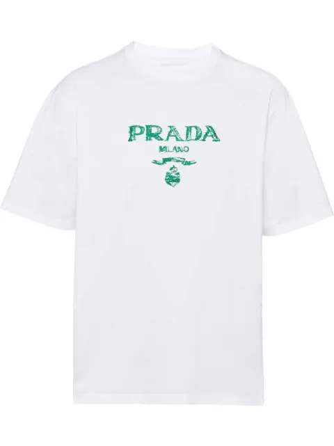 Prada Camiseta mangas curtas com logo bordado