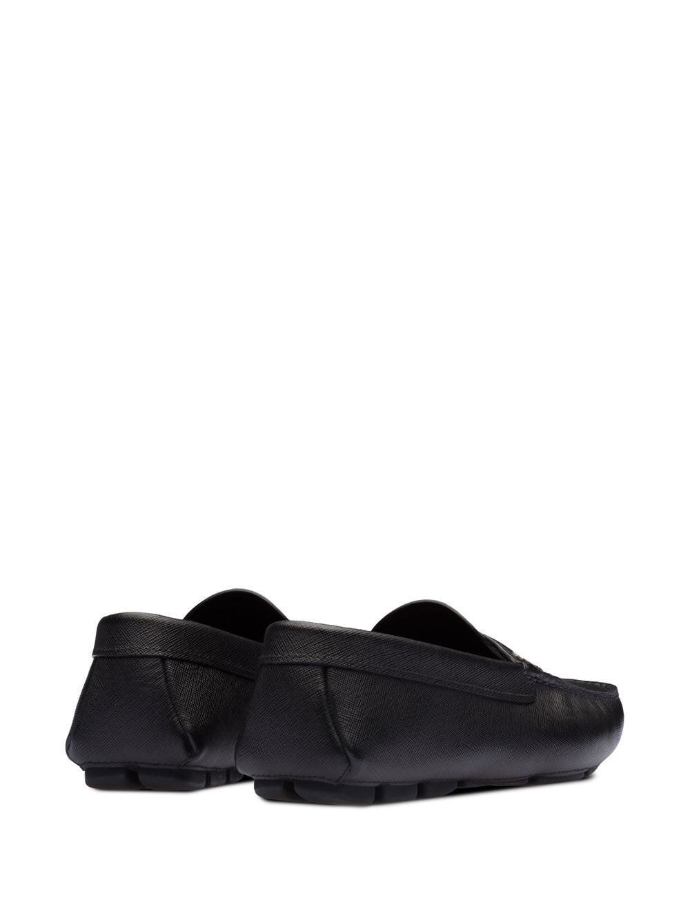Shop Prada Leather Slip-on Loafers In Black