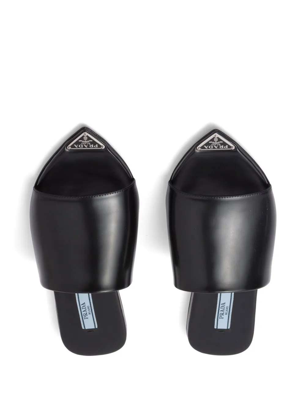 Prada Logo Plaque Pointed-toe Sandals In Black