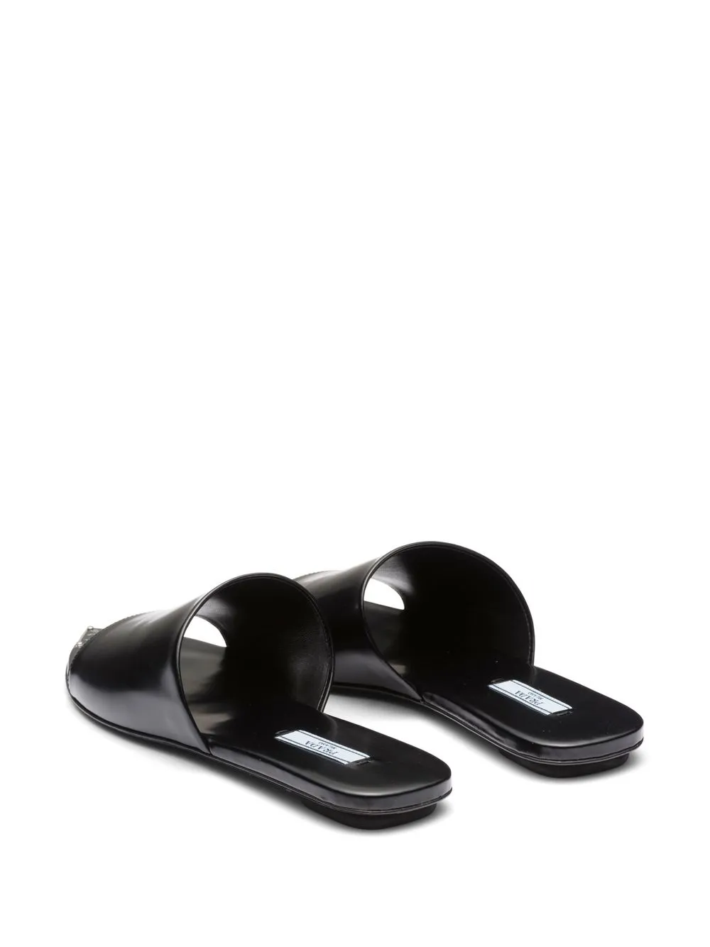 Prada Logo Plaque Pointed-toe Sandals In Black