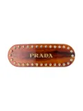 Prada logo-lettering hair clip - Brown