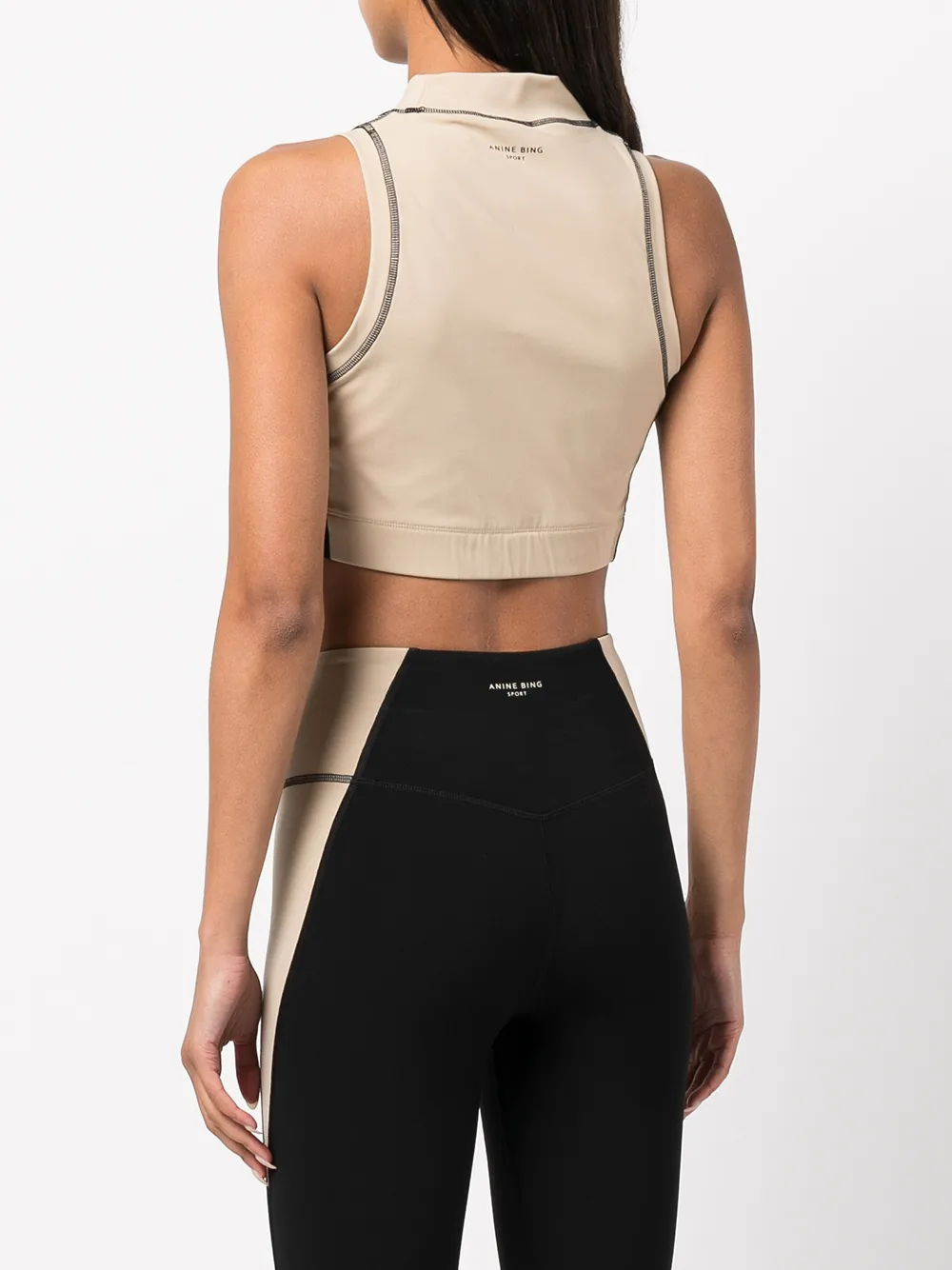 ANINE BING Jenna twotone mockneck Sports Bra Farfetch