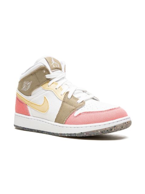 Jordan Kids - Jordan 1 Mid Pastel Vivid Green Grind sneakers