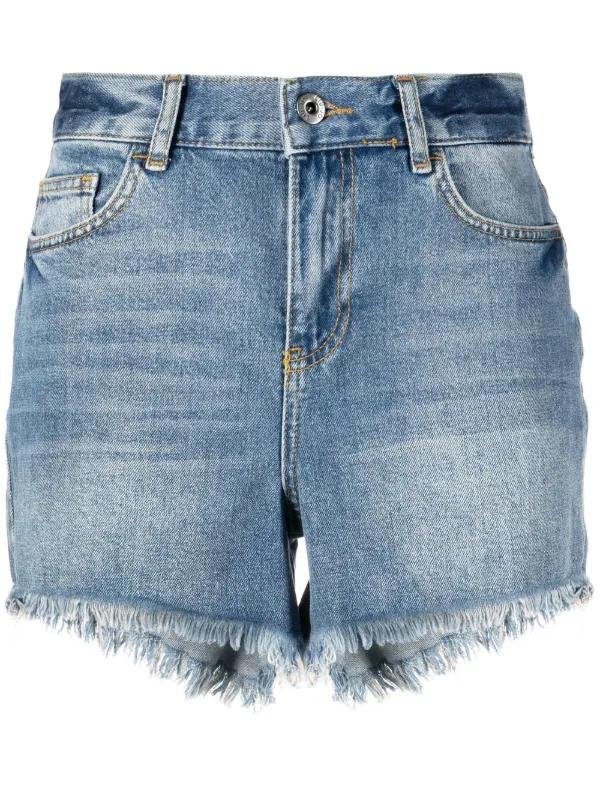 LIU JO frayed-hem Denim Shorts - Farfetch