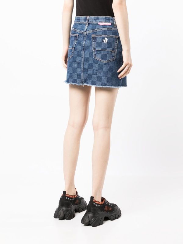 Louis Vuitton Logo Print Denim Skirt - Farfetch