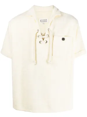 Maison Margiela Tipped Logo Embroidered Cotton Piqué Polo