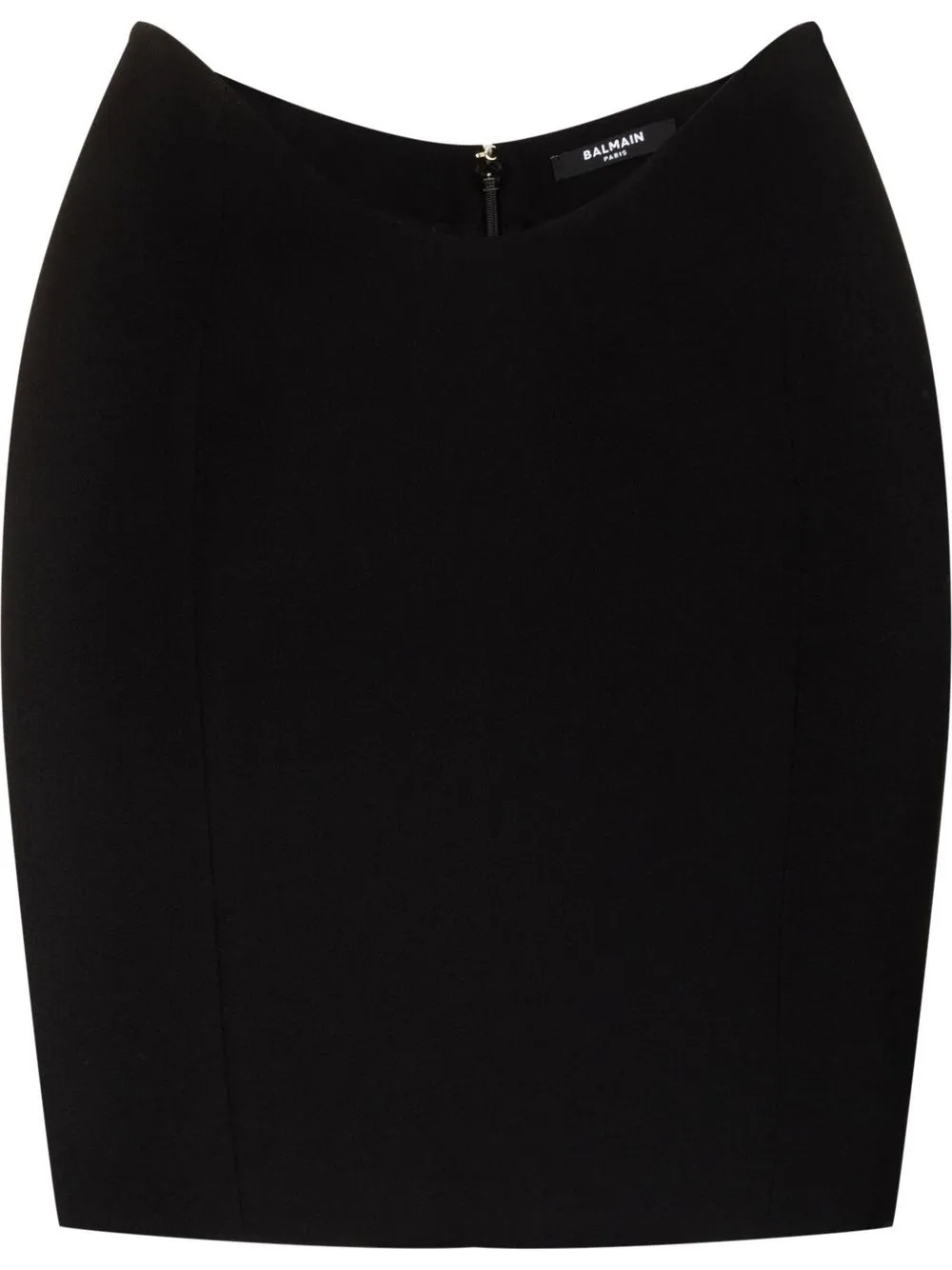 Balmain Curved-waist Fitted Skirt In Schwarz