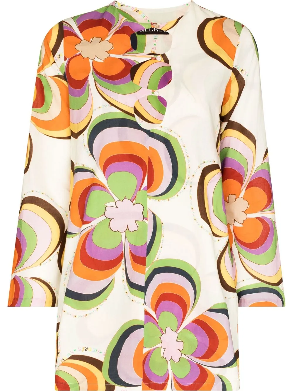 SIEDRES Lily Graphic floral-print Mini Tunic Dress - Farfetch