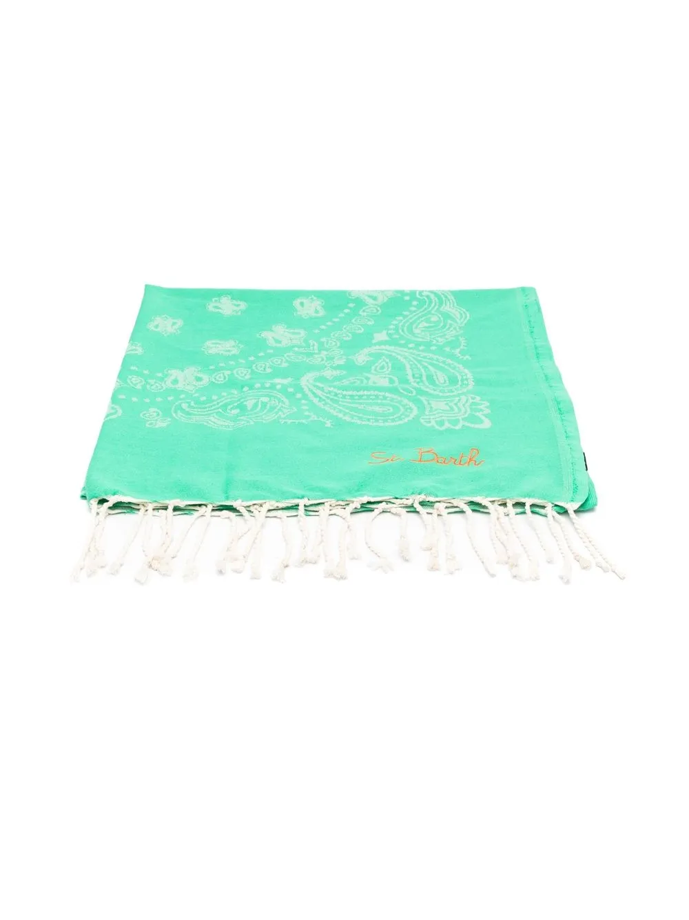 Mc2 Saint Barth Kids' Tasselled Bandana-print Towel In Green