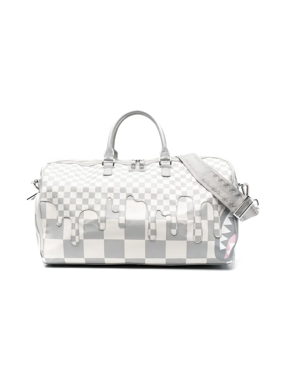 

sprayground kid checkerboard-drip duffle bag - White