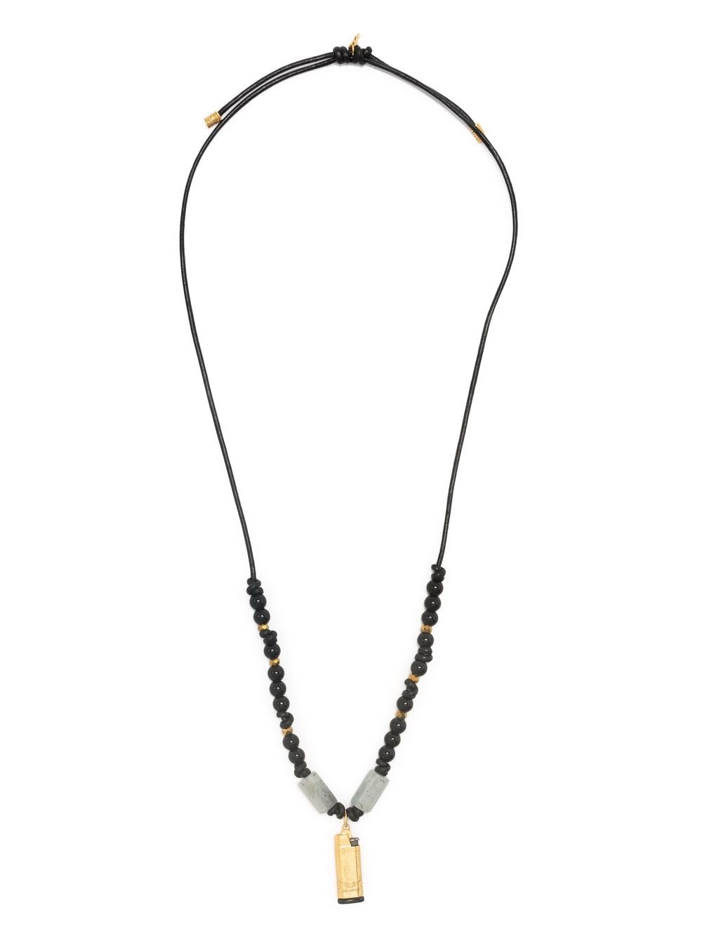 Shop Zadig & Voltaire Beaded Rectangle-pendant Necklace In Black