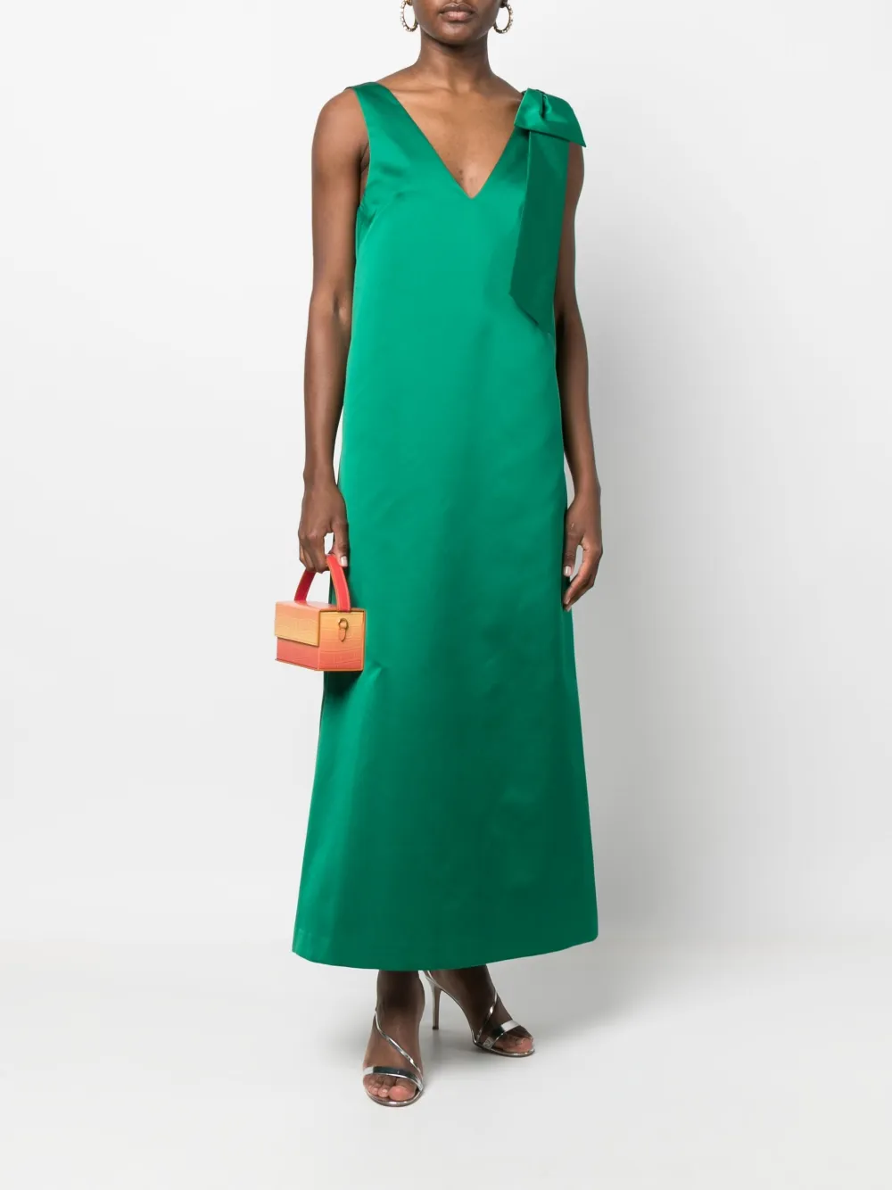 Image 2 of P.A.R.O.S.H. bow-detail satin shift dress