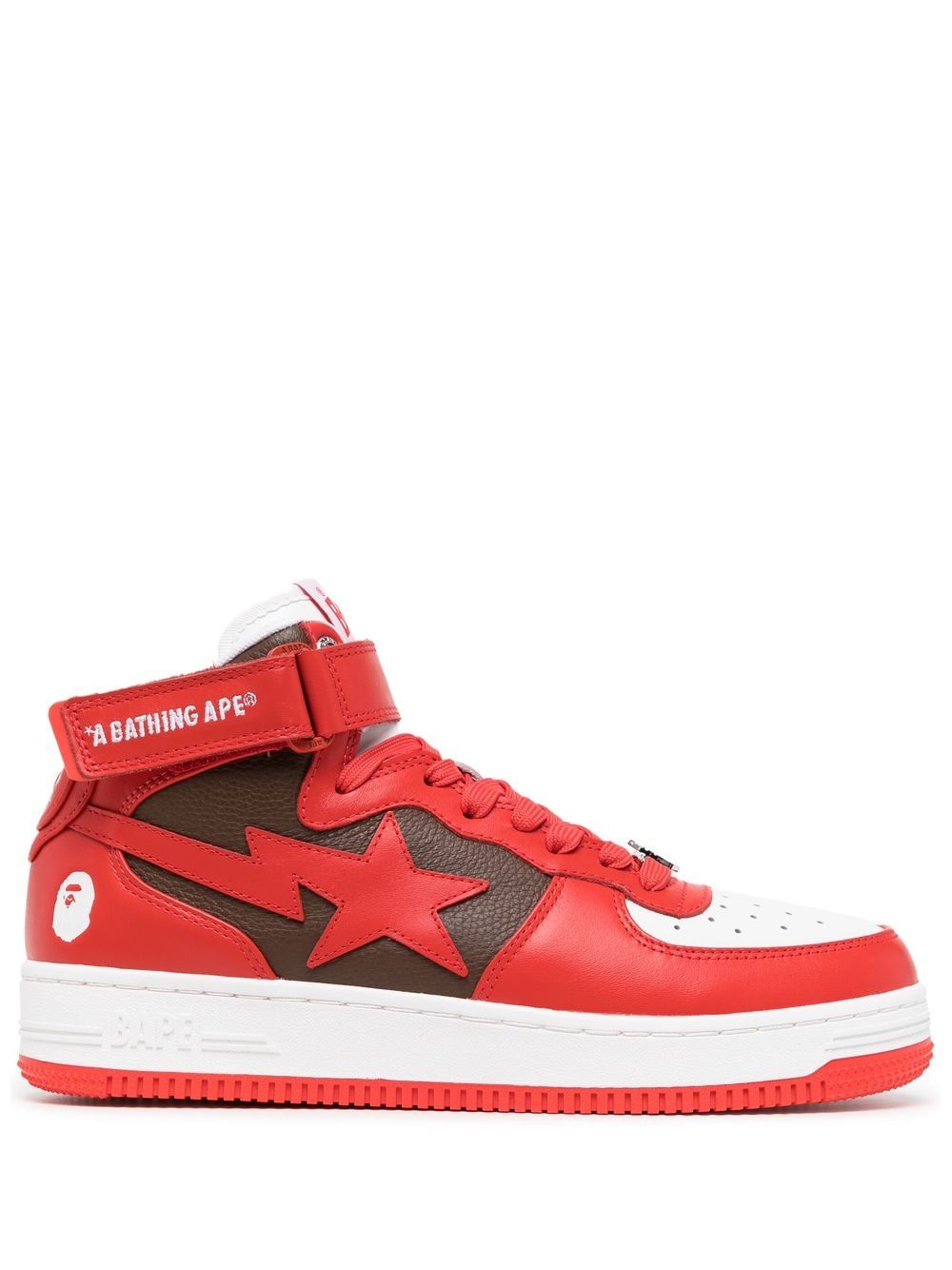 

A BATHING APE® tenis altos con parche de estrella - Rojo