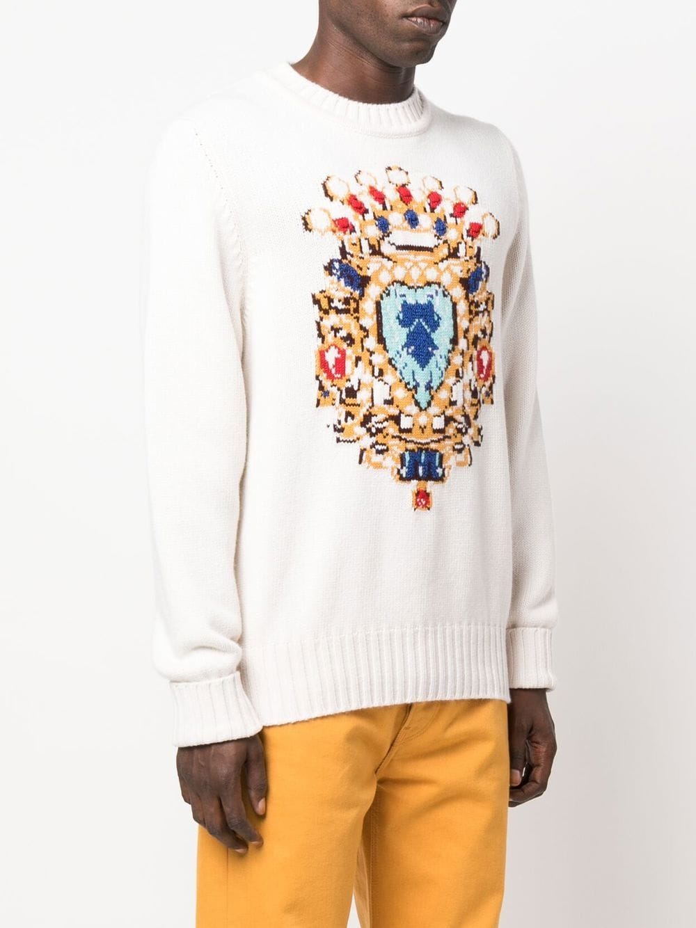 Shop Barrie Cashmere Graphic-print Jumper In 中性色