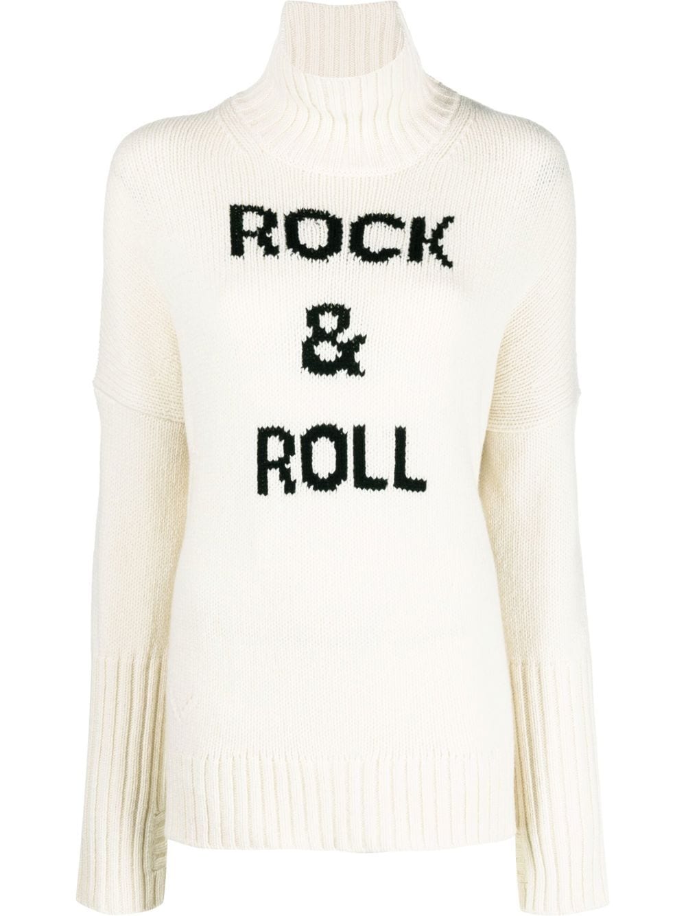 Shop Zadig & Voltaire Rock & Roll Intarsia-knit Roll-neck Jumper In Neutrals