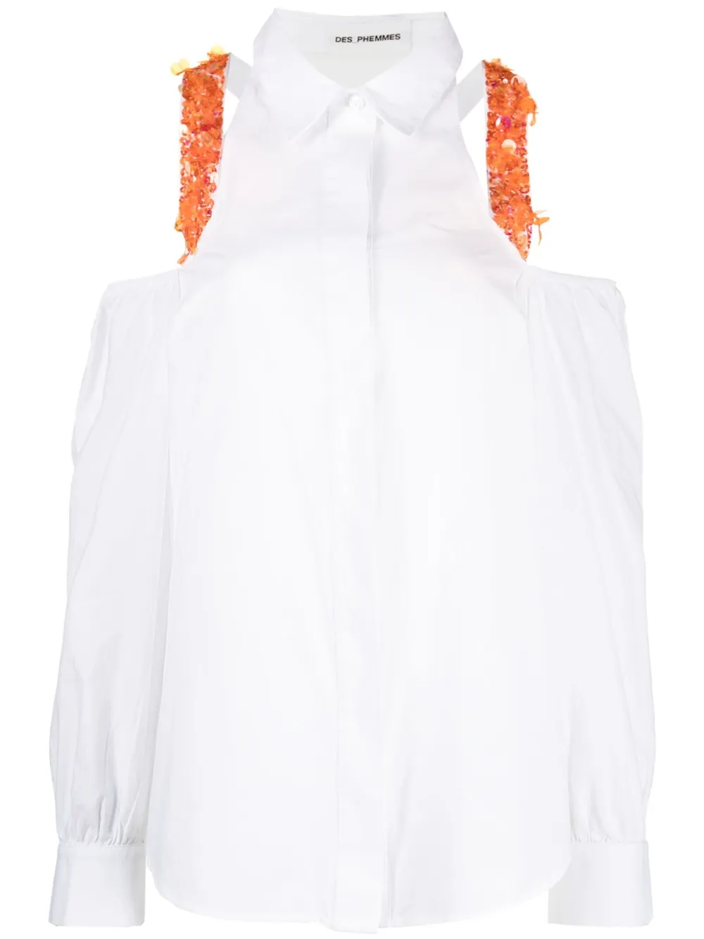 

DES PHEMMES sequin embellished cut-out detail shirt - White