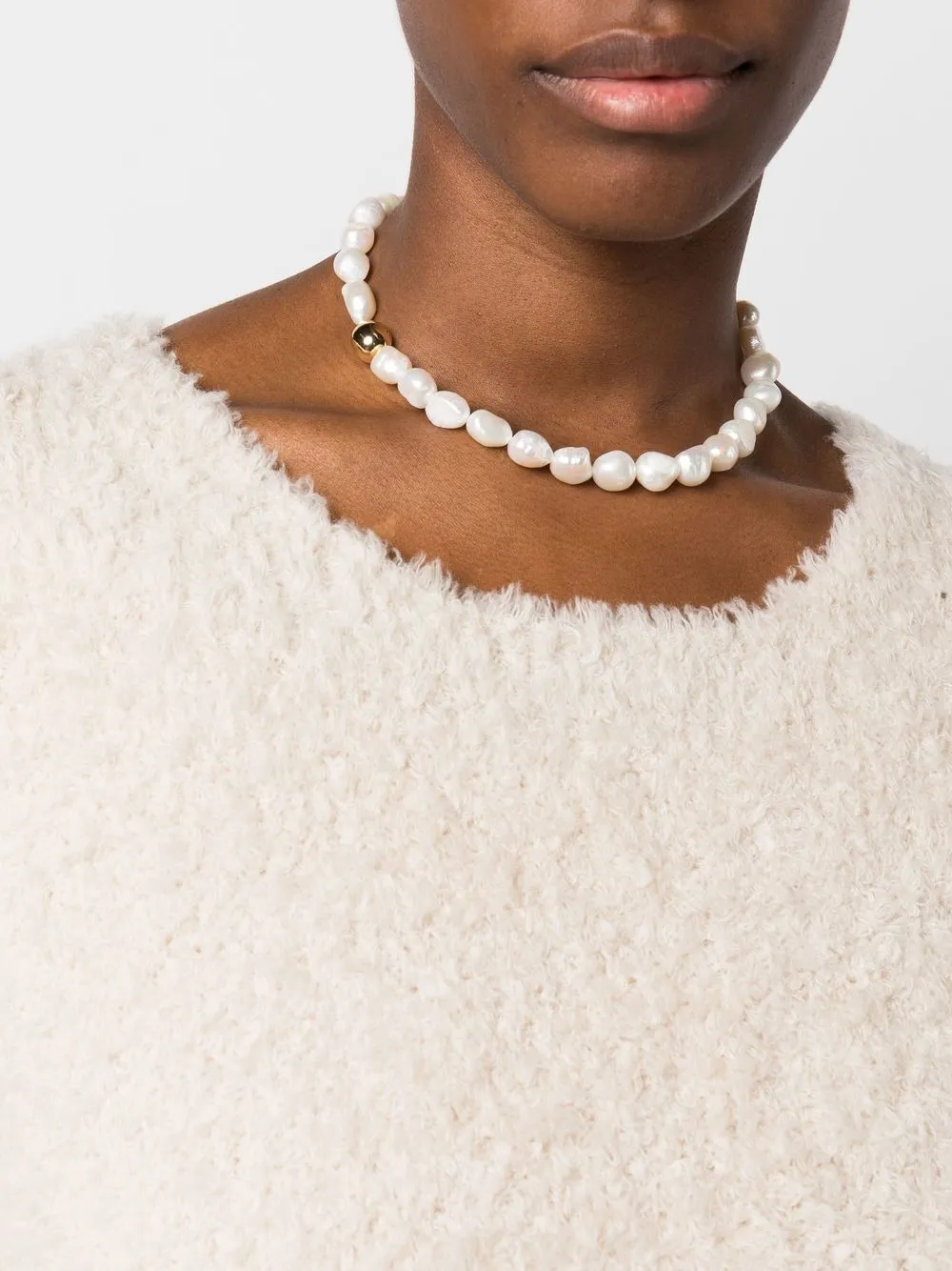 Maje Choker verfraaid met parel - Wit