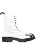 VETEMENTS slogan-print combat boots - White