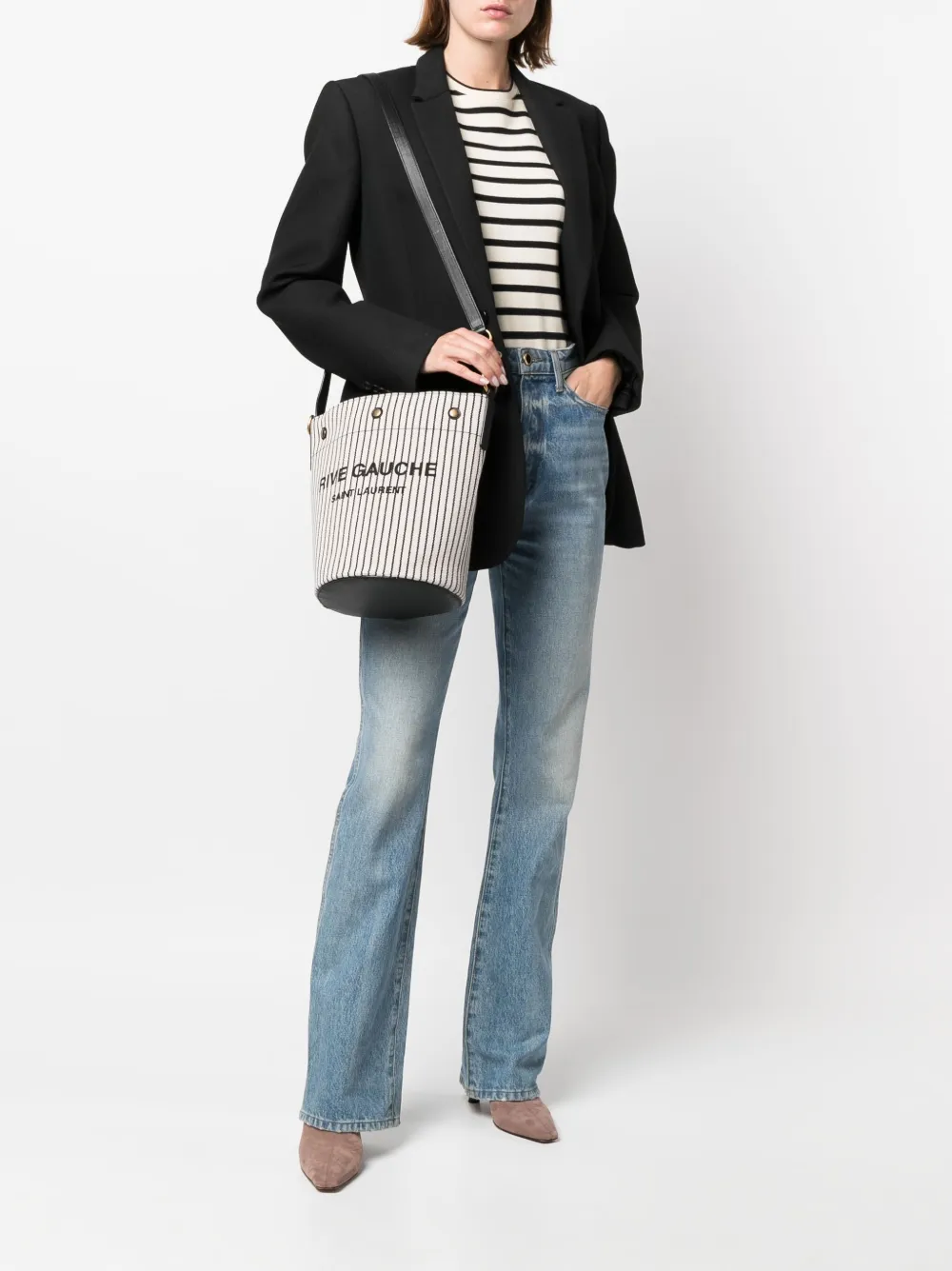 Saint Laurent Rive Gauche shopper - 9583 GREY CREAM/NE/NE/N/N