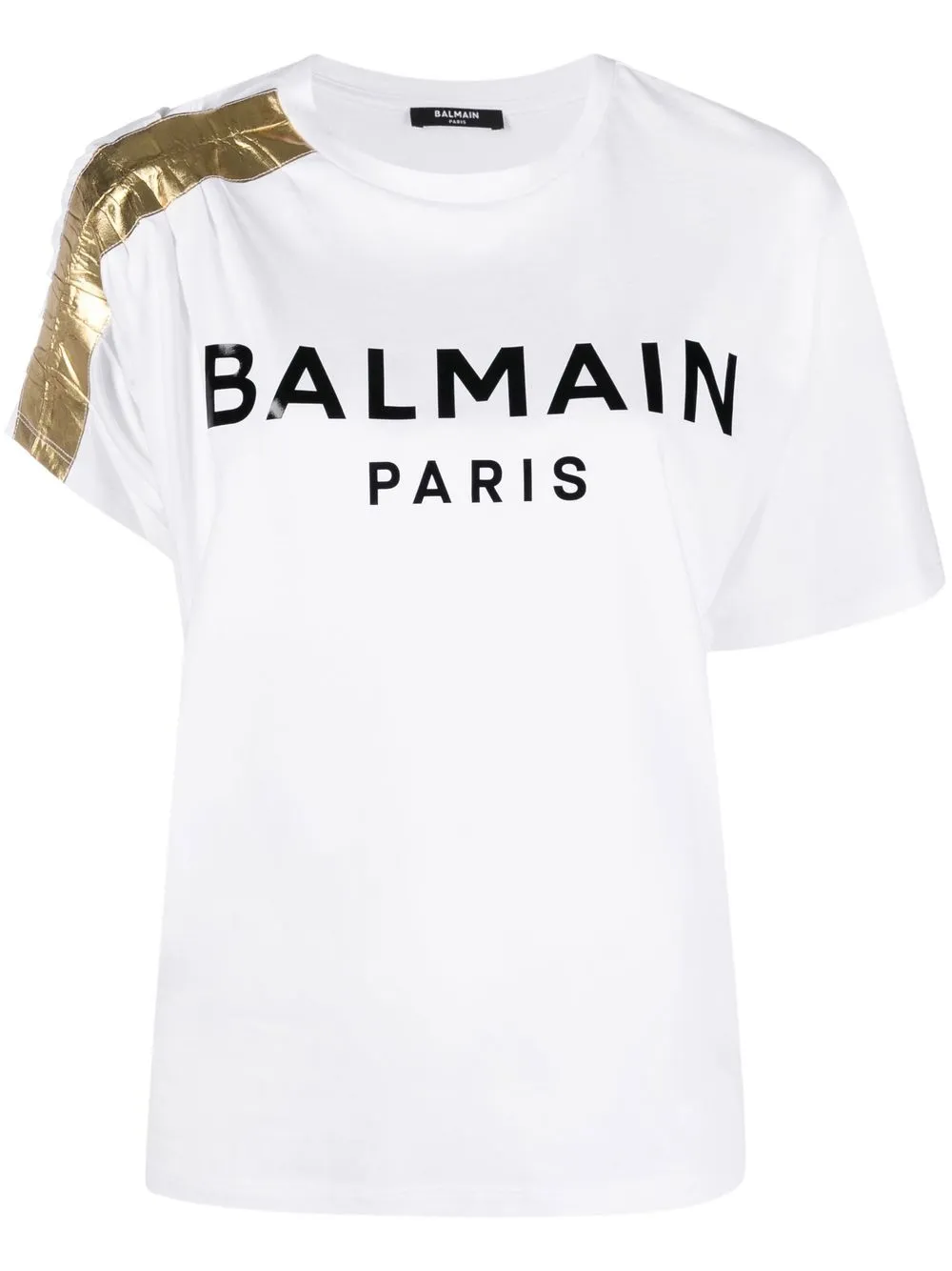 

Balmain playera con logo metalizado - Blanco