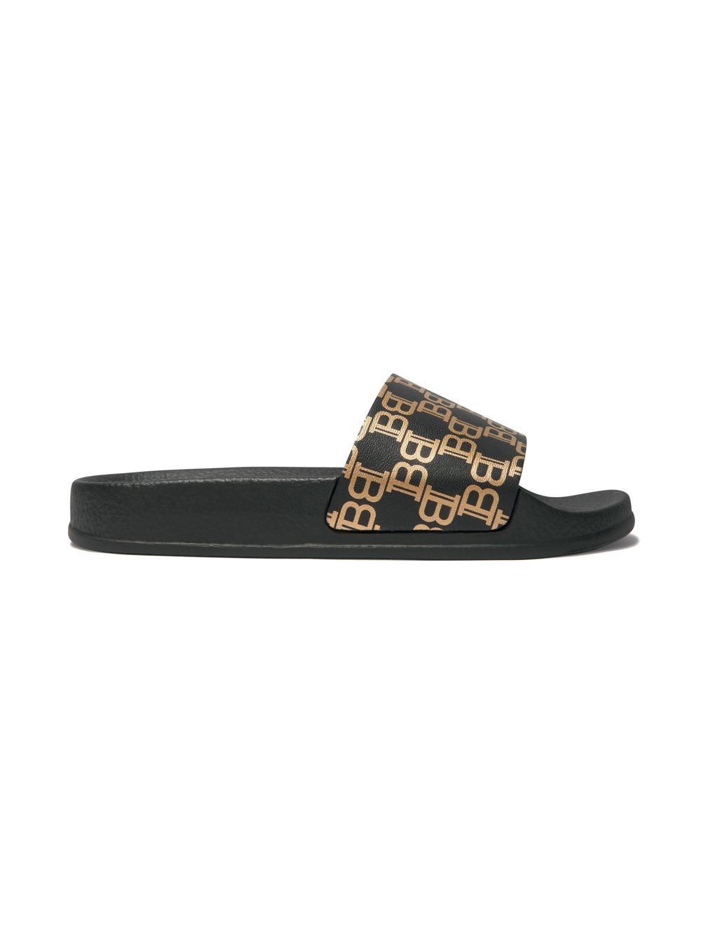 Balmain Teen Monogram Logo-print Slides In Black | ModeSens