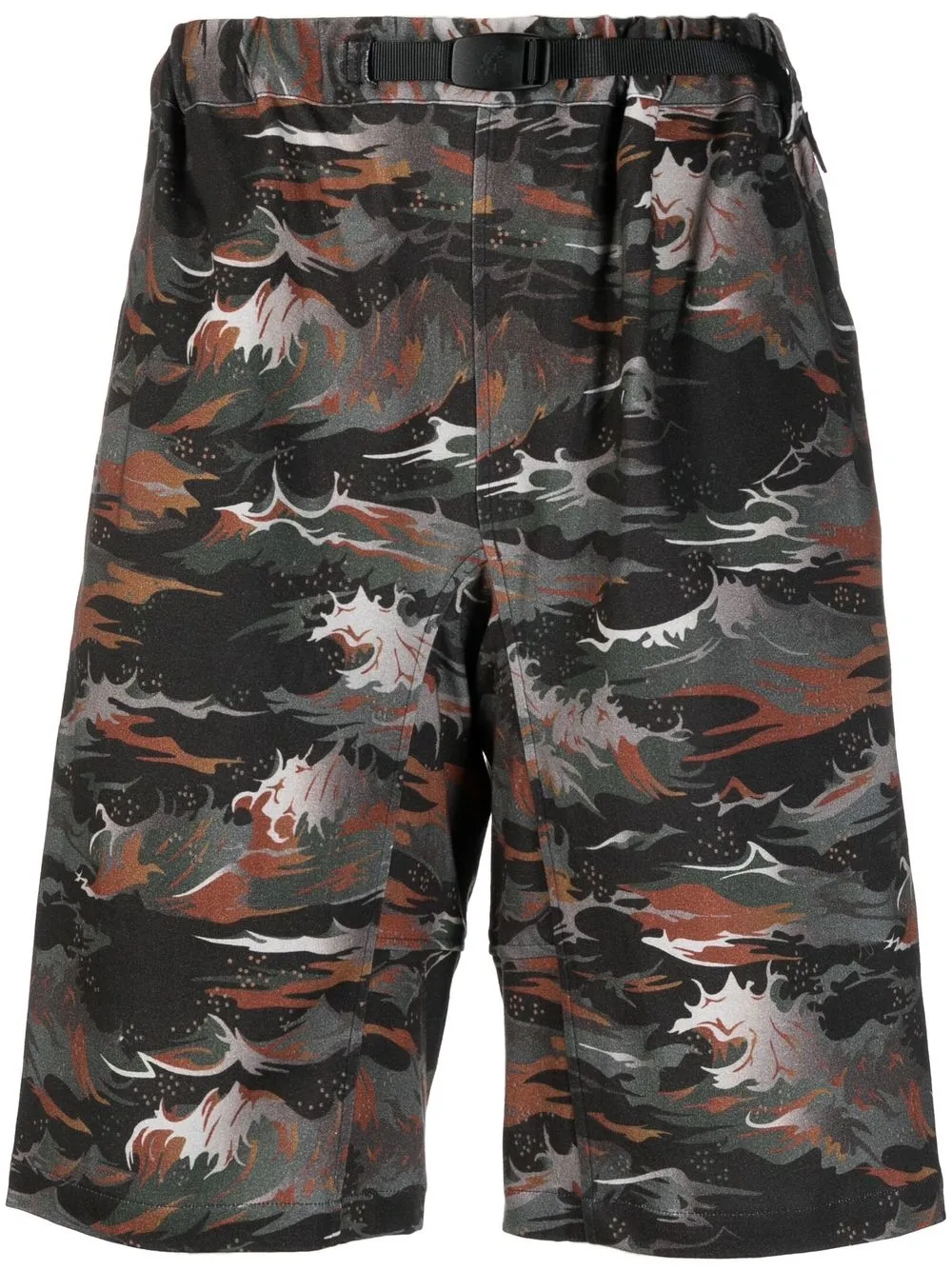 

White Mountaineering graphic-print wide-leg shorts - Black