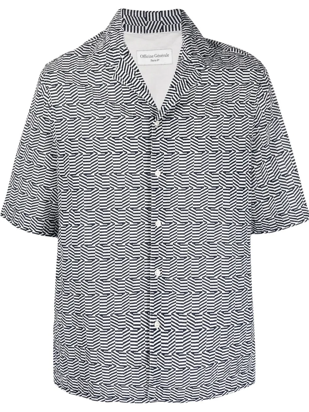 

Officine Generale geometric-print cotton shirt - White