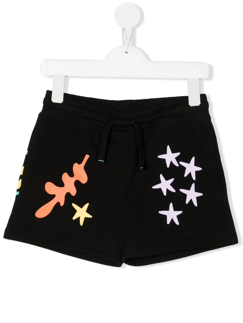 Stella Mccartney Graphic-print Drawstring Shorts In 黑色