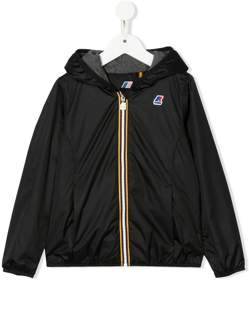 

K Way Kids logo-patch hooded jacket - Black