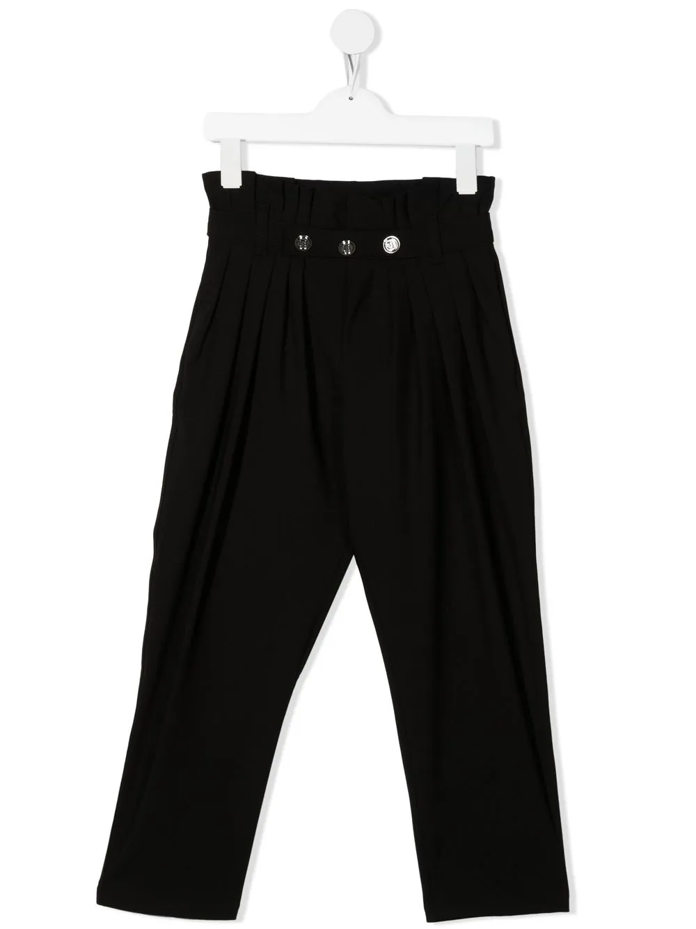 

Balmain Kids pantalones tapered con cintura paperbag - Negro