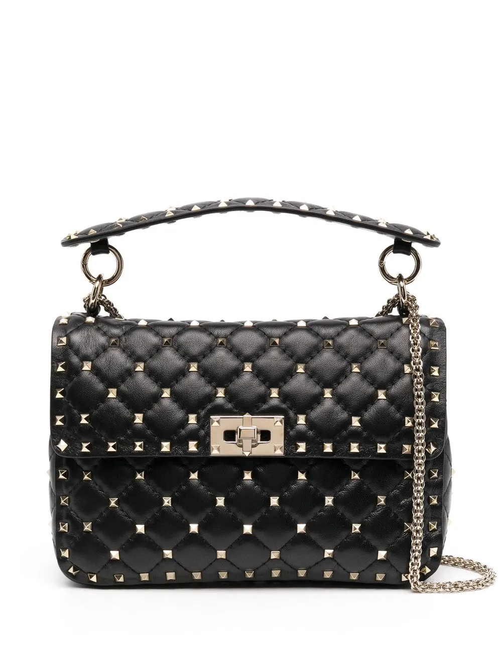 Valentino Garavani Silver Metallic Rockstud Spike Small Leather Shoulder Bag  - Farfetch