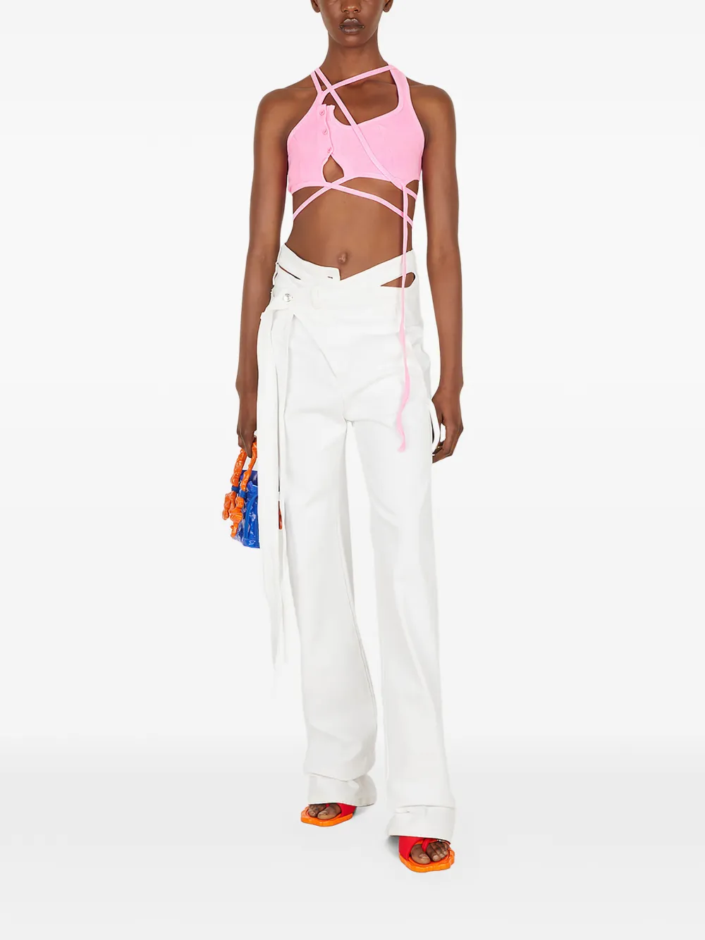 Ottolinger Asymmetrische cropped top Roze